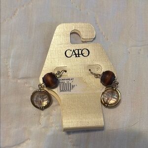 Cato Gold and Brown Dangle Earrings with Crystal Accents